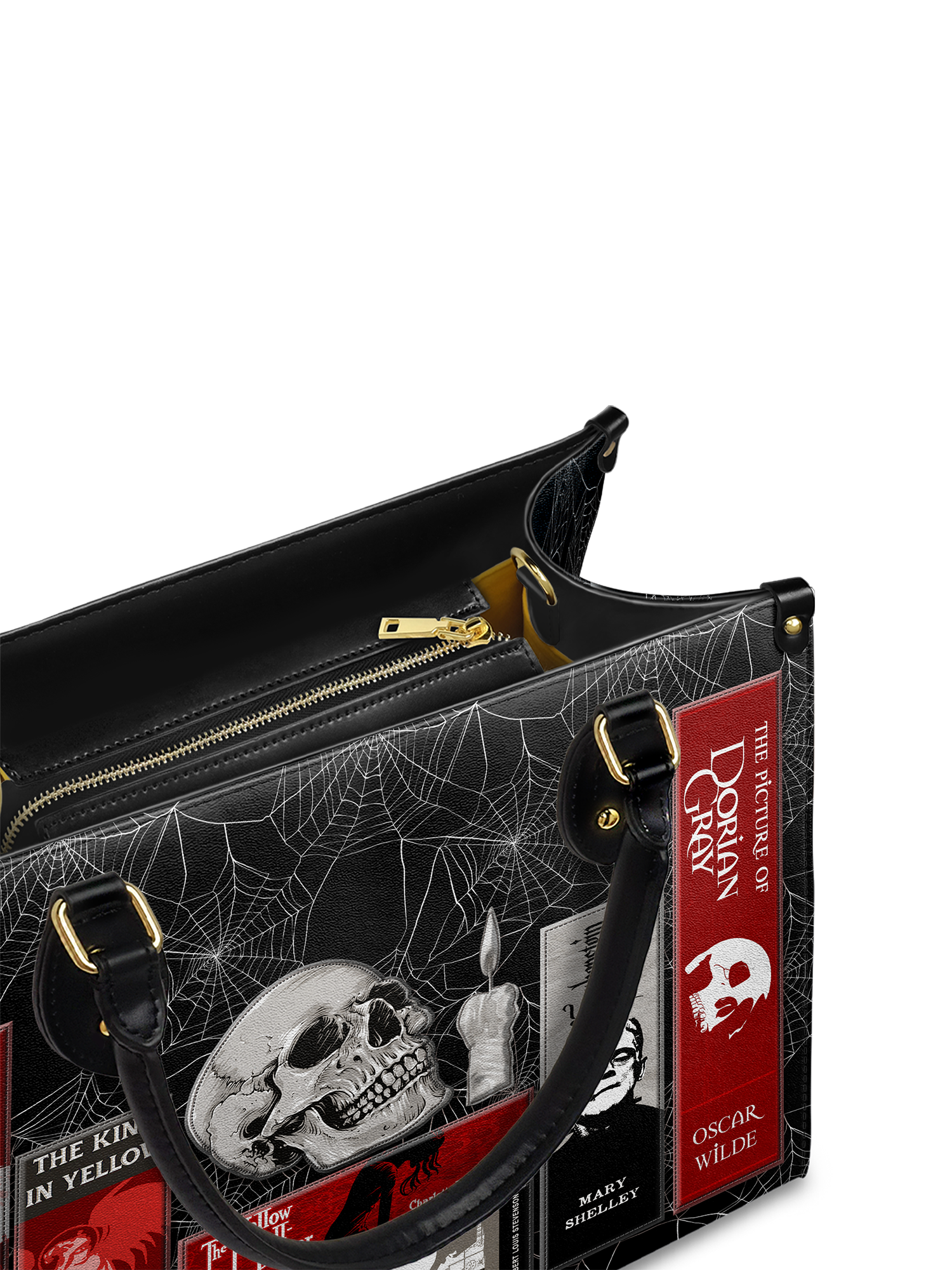 "The Codex of Gothic Tales" Black Widow’s Kiss Leather Handbag