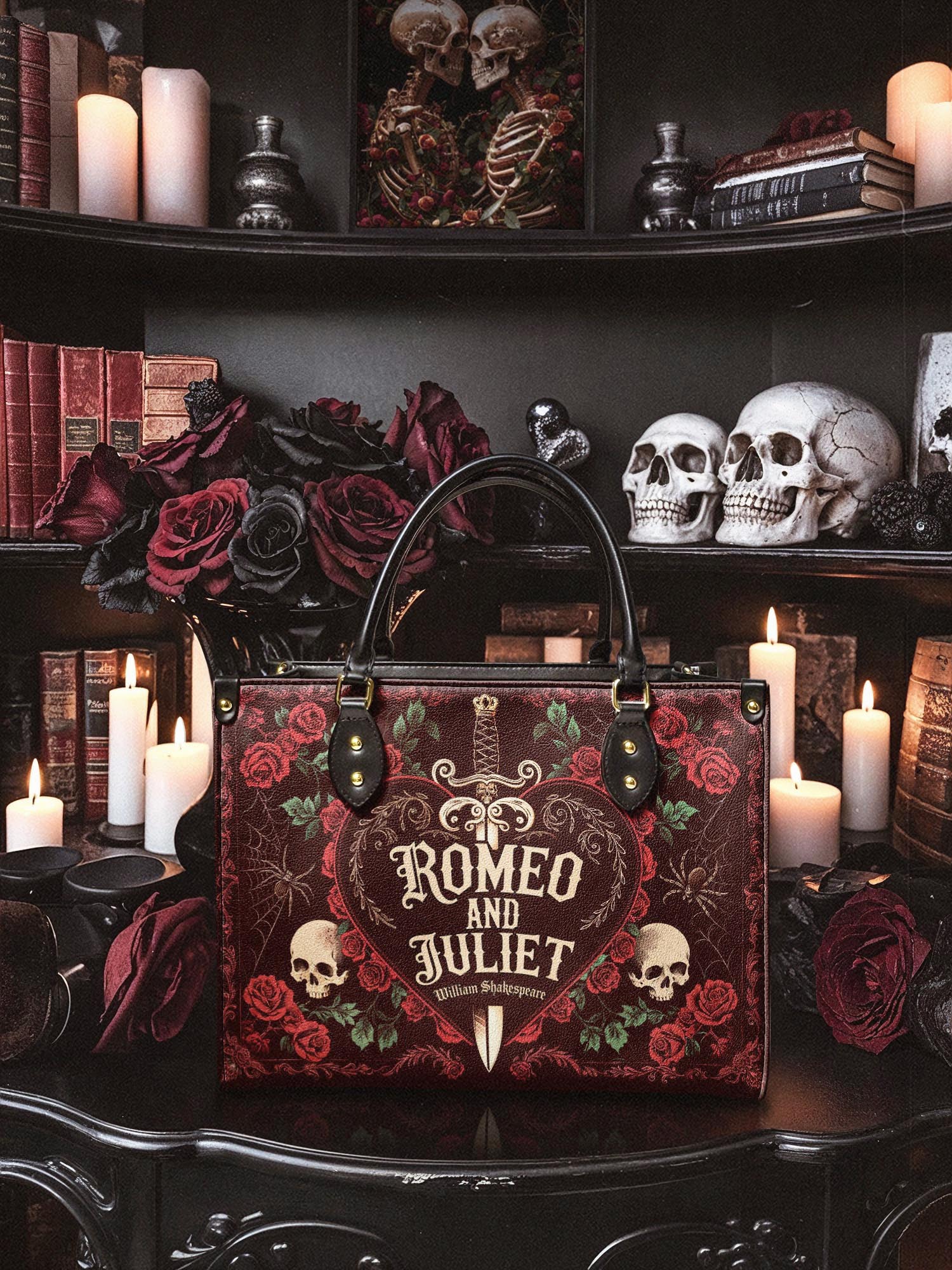 "Romeo And Juliet" Poison Rose Leather Handbag