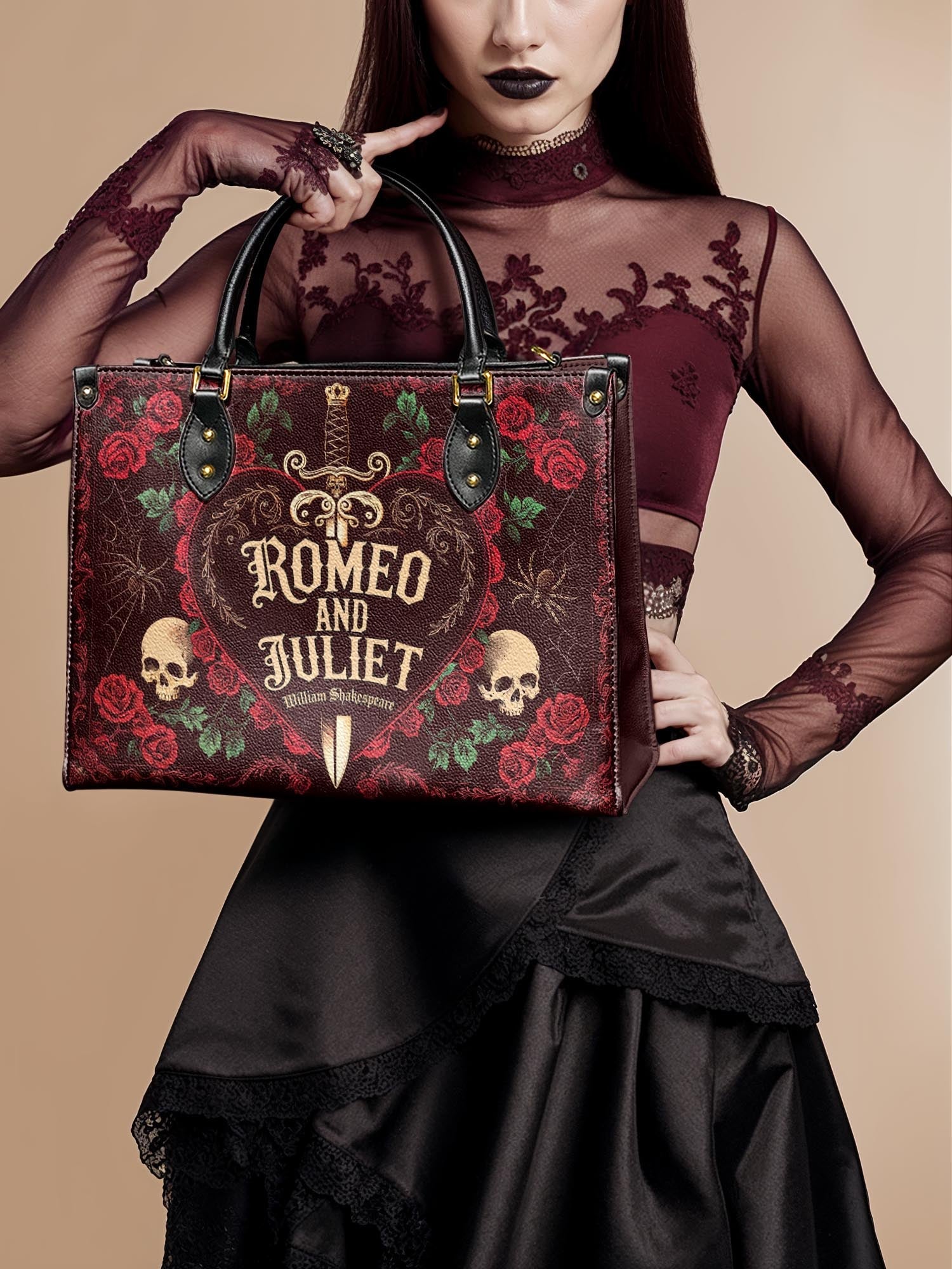 "Romeo And Juliet" Poison Rose Leather Handbag