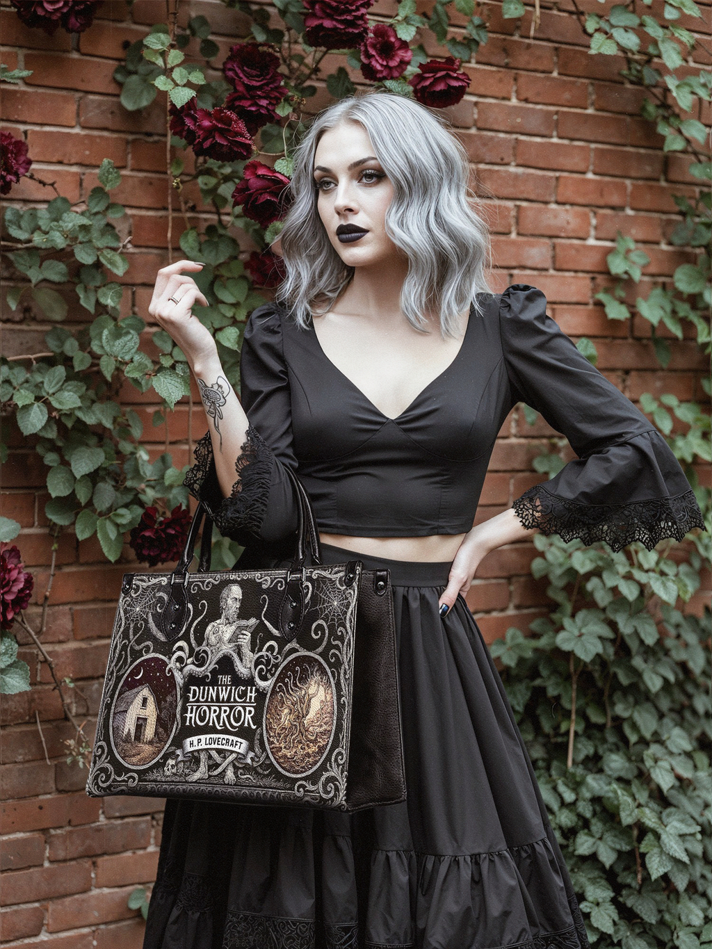 "The Dunwich Horror" - Black Interior - Leather Handbag