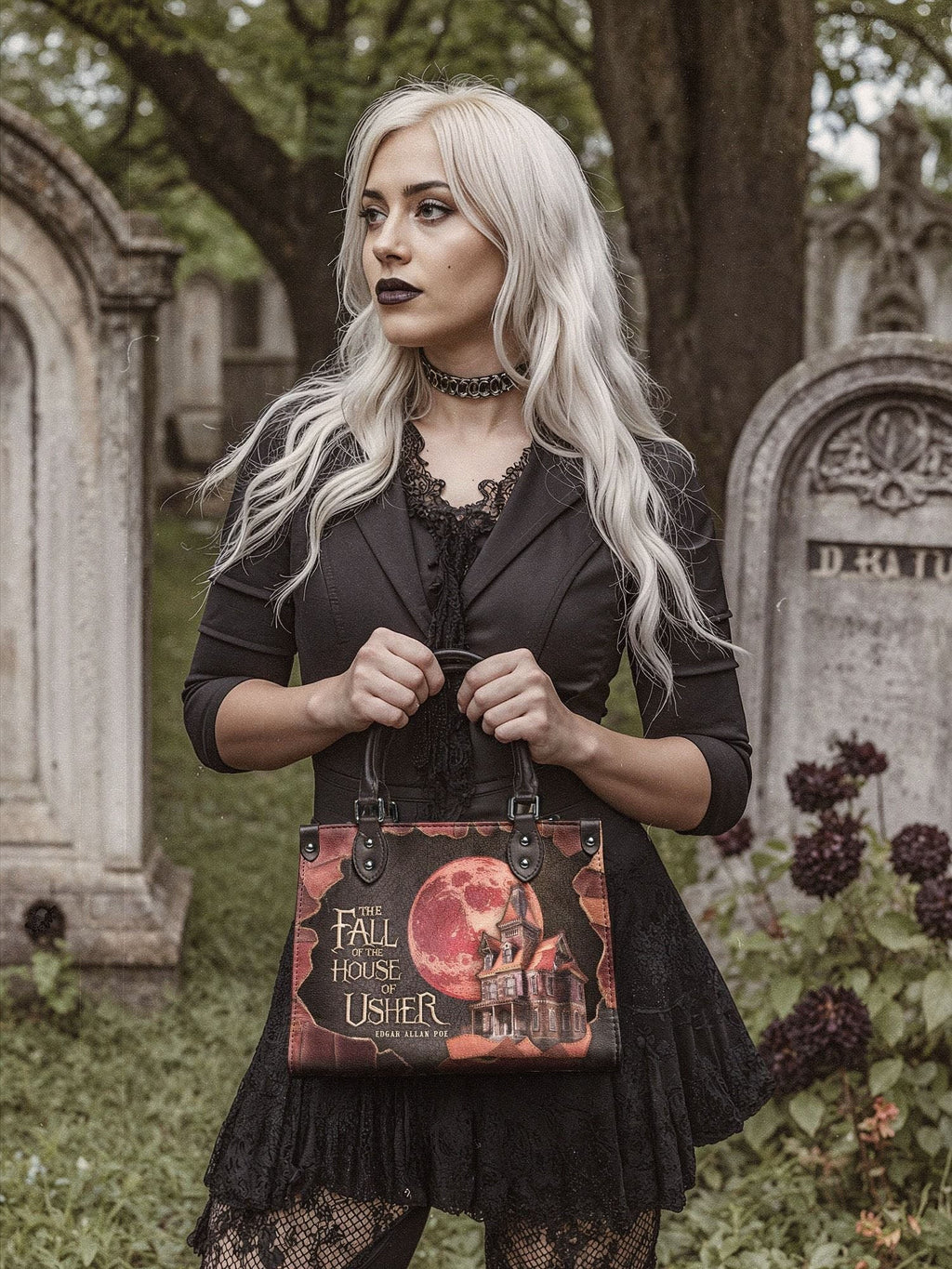 "The Fall Of The House Of Usher" - Black Interior - Small Leather Handbag