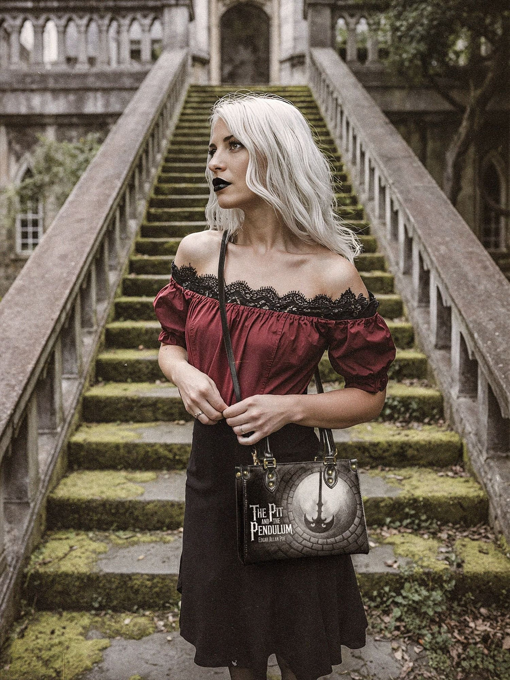 "The Pit And The Pendulum" Small Leather Handbag