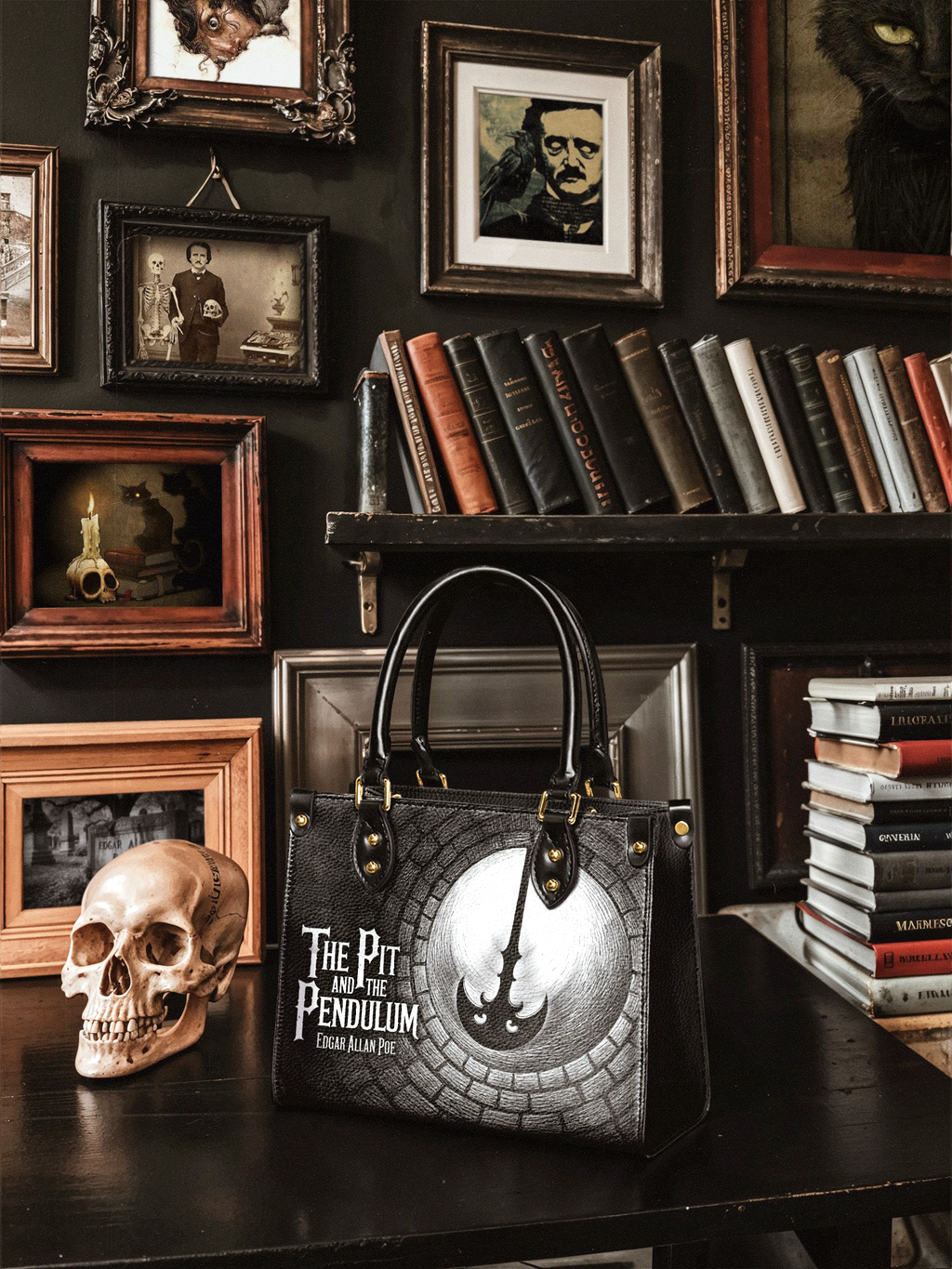 "The Pit And The Pendulum" Small Leather Handbag