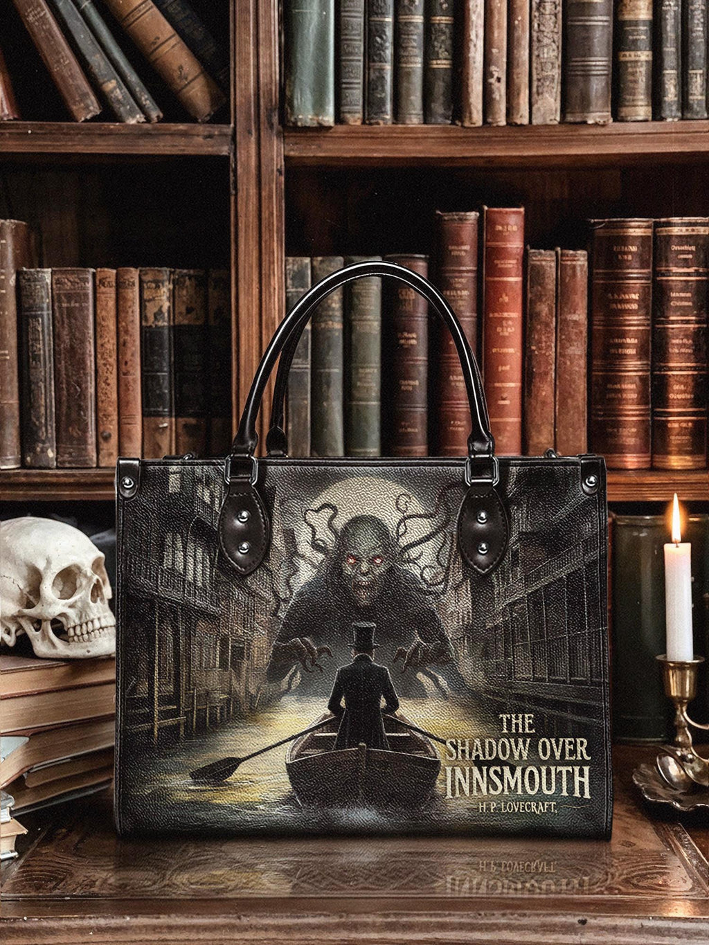 "The Shadow Over Innsmouth" - Black Interior - Leather Handbag